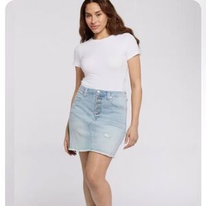 Seven 7 Womens Size 18 Weekend Jean Denim Stretch Mini Skirt Button Fly Distress